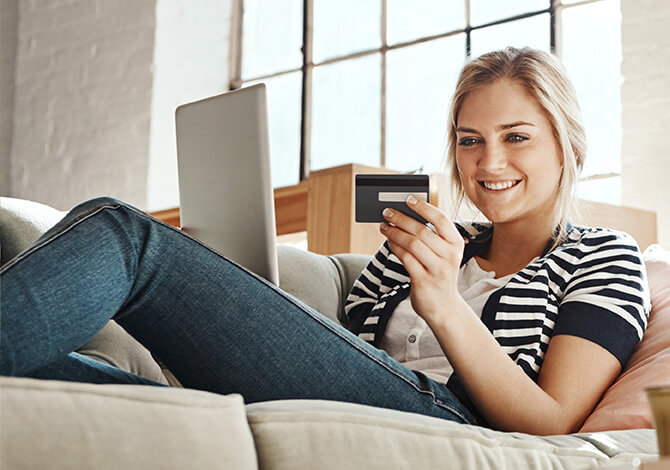 woman paying a bill online